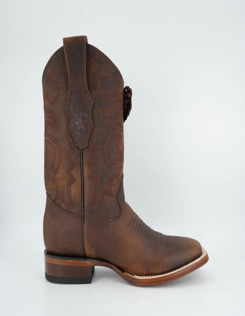 Los Altos Men's Rage Walnut Wide Square Toe Pull Up Tube Leather Boot - Image 3