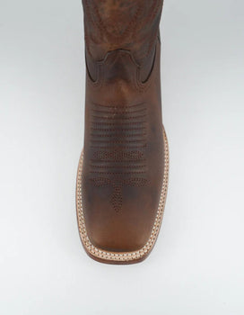 Los Altos Men's Rage Walnut Wide Square Toe Pull Up Tube Leather Boot - Image 5