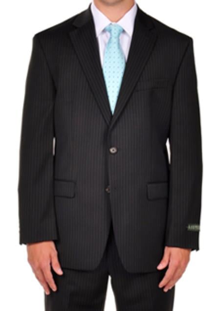 Mix and Match Suits 2 Buttons Men suit separates Black Pinstripe Dress Suit Separates Portly CUT Executive Fit Suit - Mens Portly Suit