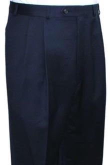 Super Quality Dress Slacks / Trousers Navy Pleated Pre-Cuffed Bottoms Pants Unhemmed Unfinished Bottom