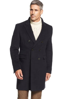 Designer Brand Men's Dress Coat Lawrenceville Long Men's Dress Topcoat -  Winter coat Double-Breasted Blend Solid Overcoat