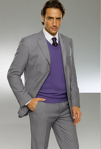 Men'S Superior Poly~Rayon Two 2 Button Light Gray Premier Online Sale Clearance Cheap Priced Business Suits Clearance Sale Available In 3 Buttons Style Regular Classic Cut