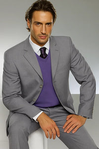 Men'S Superior Poly~Rayon Two 2 Button Light Gray Premier Online Sale Clearance Cheap Priced Business Suits Clearance Sale Available In 3 Buttons Style Regular Classic Cut