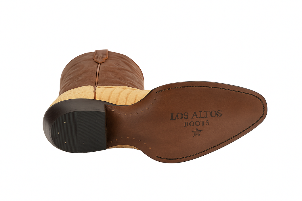 Los Altos Boots Honey Caiman Belly Cognac Cowboy Boots J-Toe