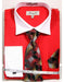White Collared French Cuffed Red Shirt With Tie/Hanky/Cufflink Set Men'S Dress Shirt