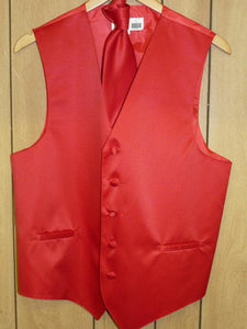 RED GROOMSMEN DRESS TUXEDO WEDDING Vest ~ Waistcoat ~ Waist coat & TIE SET Buy 10 of same color Tie For $25 Each - Men's Neck Ties - Mens Dress Tie - Trendy Mens Ties