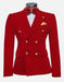 Red Double Breasted Sport Coat - Velvet Blazer