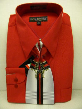 Affordable Clearance Cheap Mens Dress Shirt Sale Online Trendy - Red Tie Set Men's Dress Shirt
