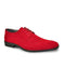Men's Fashionable Red Tuxedo Lace Up Suede Velvet Fabric Shoe For Men Perfect for Wedding - Red Men's Prom Shoe