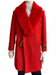 Red Mens Overcoat - Double Breasted Peacoat With Fur Collar