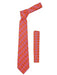 Men's Geometric Red Orange Polkadot Stripe Fashionable Necktie With Hanky Set - Men's Neck Ties - Mens Dress Tie - Trendy Mens Ties