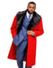 Red Overcoat ~ Long Men's Dress Topcoat - Winter Coat With Fur Collar And Fabric
