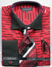 Unique Red Broken Stripe Pattern Two Tone French Cuff  Big and Tall Sizes Two Toned Contrast 18 19 20 21 22 Inch Neck Men's Dress Shirt