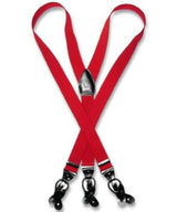 Men'S Red Suspenders For Men Y Shape Back Elastic Button & Clip Convertible