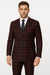 Tartan Christmas New Year Holiday Black and Red Suit - Double Breasted Style Slim Fit Windowpane Pattern