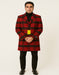 Mens Red and Black Plaid Wool Overcoat – Three Quarter Carcoat - Christmas Coat - Red Peacoat