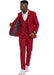 Red and Gold Button Suit With Vest With Double Breasted Vest