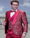 Red and Gold Tuxedo Paisley Wedding Suit