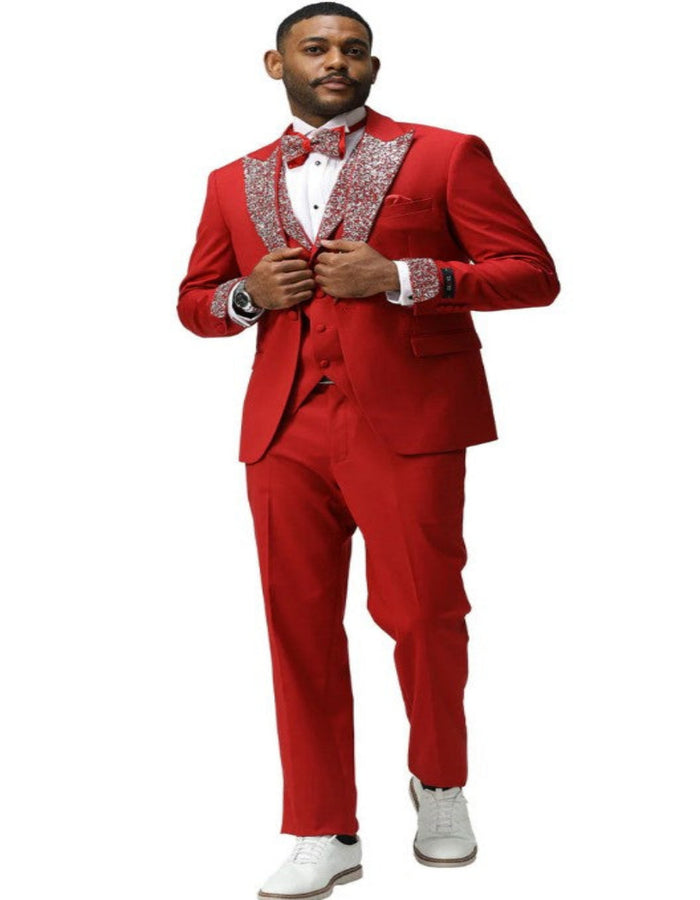 Red and Silver Prom Suit for Every Occasion Modern Fit