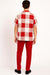 Mens Red and White Checkered Short Sleeve Shirt Set – Casual Two-Piece Summer Outfit