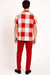 Mens Red and White Checkered Short Sleeve Shirt Set – Casual Two-Piece Summer Outfit With Walking Suit Plus Matching Pants