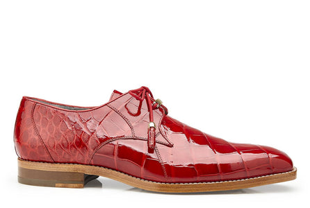 Belvedere Red American Alligator Oxford Plain Toe Lago