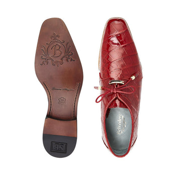 Belvedere Red American Alligator Oxford Plain Toe Lago - Image 3
