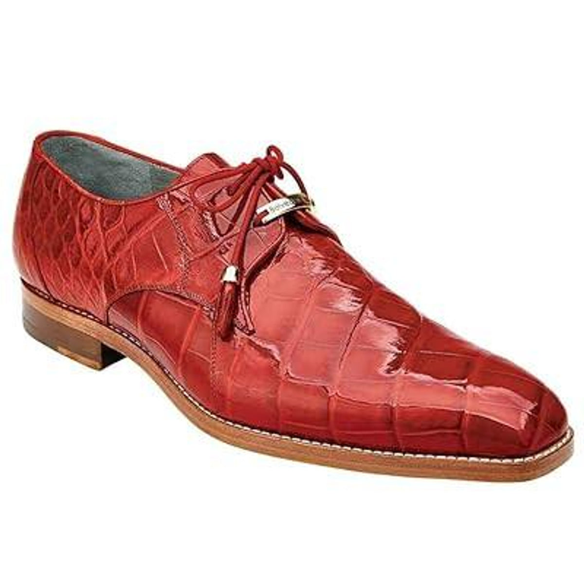 Belvedere Red American Alligator Oxford Plain Toe Lago — MensUSA