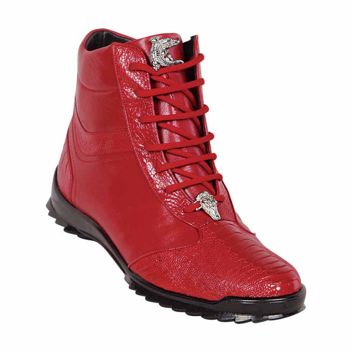 Mens Exotic Sneakers - Alligator Sneakers By Brand  in Color Red