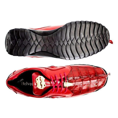 Belvedere Vasco Men's Red Genuine Hornback Crocodile & Soft Calf Sneakers - Image 3