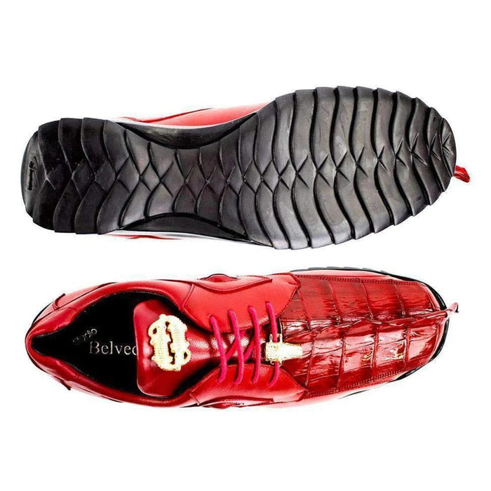 Belvedere Vasco Men's Red Genuine Hornback Crocodile & Soft Calf Sneakers - Image 3