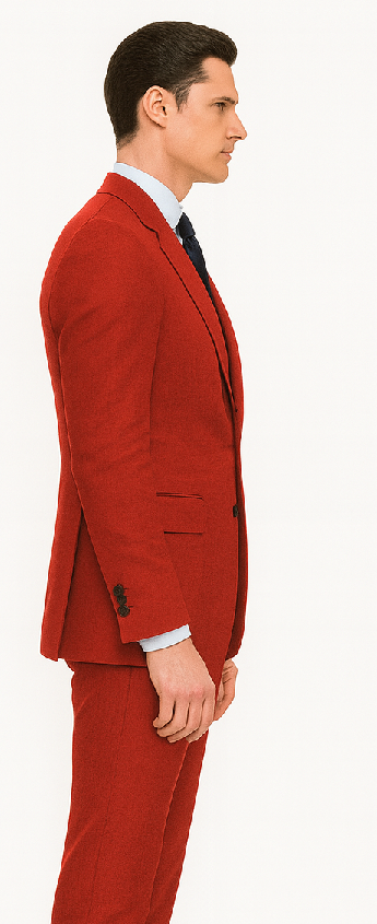 Red Linen Suit