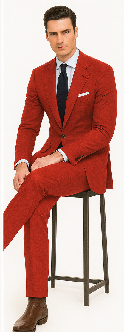 Red Linen Suit