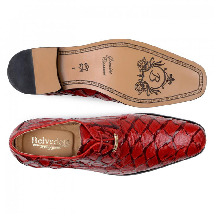 Belvedere Men's Red Pirarucu Dress Shoes Renzo - Image 3