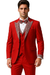 Red Prom Tuxedo - Perfect Wedding Suit Vested Rhinestone Lapelled