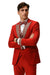 Red Prom Tuxedo - Perfect Wedding Suit Vested Rhinestone Lapelled