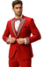 Red Prom Tuxedo - Perfect Wedding Suit Vested Rhinestone Lapelled