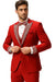 Red Prom Tuxedo - Perfect Wedding Suit Vested Rhinestone Lapelled