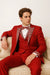 Red Prom Tuxedo - Perfect Wedding Suit Vested Rhinestone Lapelled