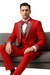 Red Prom Tuxedo - Perfect Wedding Suit Vested Rhinestone Lapelled