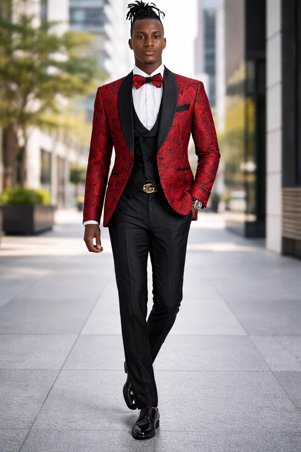 Paisley Suit - Wedding Tuxedo Suit - Prom Red Suit