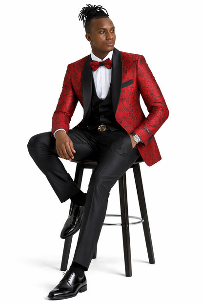 Paisley Suit - Wedding Tuxedo Suit - Prom Red Suit