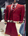 Rossiman Suits Brand - Plaid Textured Double breasted Style - Windowpane Pattern in Color Red and Blue