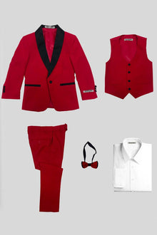 Hampton Stacy Adams Kids Red Five Piece Set Tuxedo