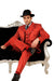 WTXZoot200 Zoot Suit - Pimp Suit - Zuit Suit AMM282 SHIMMERY GANGSTER Black And Bold Pronounce Red ~ White Pinstripe Fashion Long  Pre Order September/1/2020