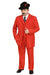WTXZoot200 Zoot Suit - Pimp Suit - Zuit Suit AMM282 SHIMMERY GANGSTER Black And Bold Pronounce Red ~ White Pinstripe Fashion Long  Pre Order September/1/2020