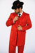 WTXZoot200 Zoot Suit - Pimp Suit - Zuit Suit AMM282 SHIMMERY GANGSTER Black And Bold Pronounce Red ~ White Pinstripe Fashion Long  Pre Order September/1/2020