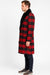 Men’s Red and Black Plaid Wool Overcoat with Black Faux Fur Shawl Collar – Double-Breasted Winter Coat - Tartan Design
