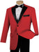 Lucci Red with Black Contrasting Notched Collar Tuxedo - Pleated Slacks