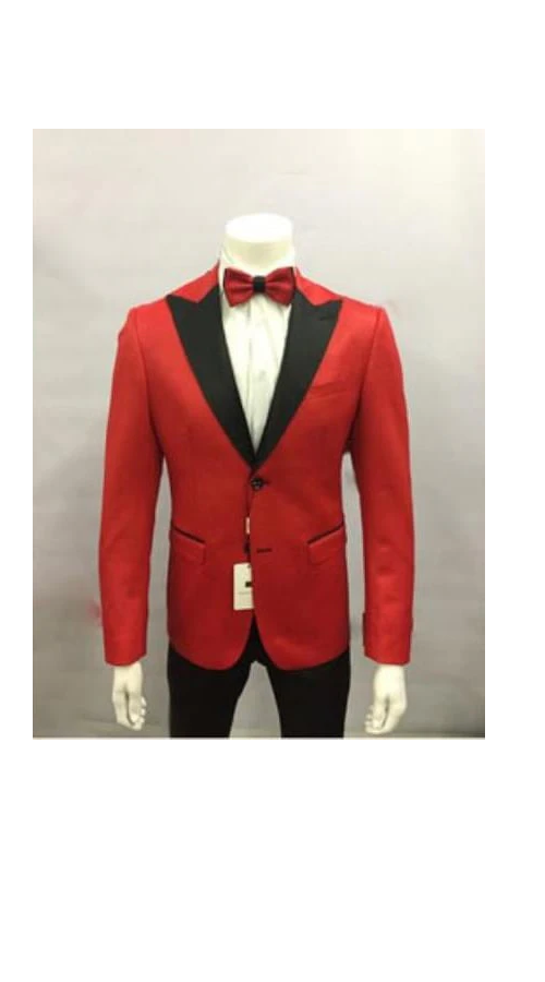 Red and Black Lapel Tuxedo Blazer Dinner Jacket